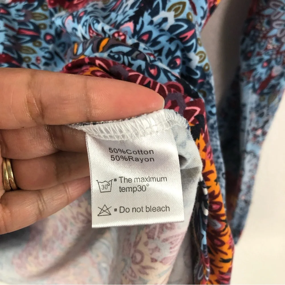 Longyuan kaleidoscope pattern long Sleeves boho top Size M - Picture 4 of 7